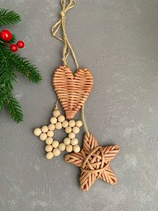 Handmade Rattan <b>Ball</b> Ornament Medium Hanging Rustic Christmas Decor - Product Image 6