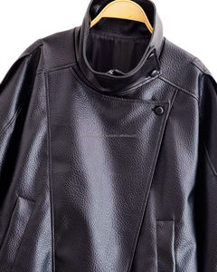 Chaqueta de Mujer con Cremallera y Bolsillos, Relleno de Poliéster, Chaqueta de Motociclista para Mujer, Chaqueta de Cuero Genuino para Todas las Temporadas - Product Image 4