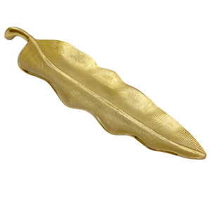 Bandeja de Metal Niquelado Dorado y Plateado Brillante con Forma de Hoja Única para Cocina y Hogar, Plato para Frutas para Bodas y Eventos - Product Image 4