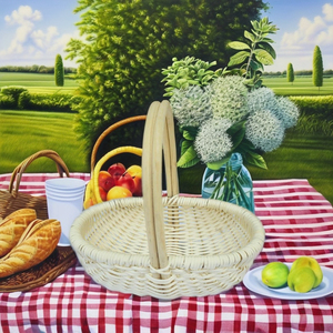 Cesta ovalada de ratán blanco ecológica. Uso versátil para el hogar y la hostelería. - Product Image 6