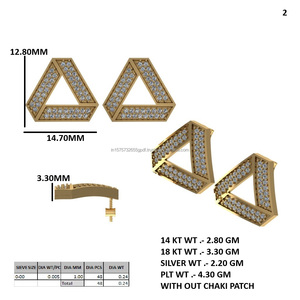 Pendientes de Diamantes Triangulares en Tono Dorado, Pendientes Geométricos con Pavé para Mujer, Joyería para Fiestas - Product Image 5