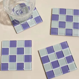 Ensemble de sous-verres en mosaïque de verre artisanal TCE, sous-verres décoratifs de qualité supérieure pour café, thé, vaisselle, cadeau pour la maison, le bureau, en vrac - Product Image 5