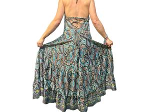 Vestido maxi de Paisley de color caramelo bohemio de verano para mujer, nuevo cuello en V sin mangas, más fabricantes de ropa de vacaciones románticas - Product Image 6