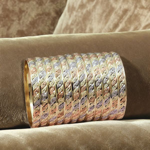 Bracelets remplis d'or tricolores en gros, bracelets de formation plaqués or 3 tons, ensemble de bracelets multi-tons, bracelets en laiton doré 3 tons. - Product Image 4