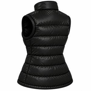 Chaleco Acolchado Negro sin Mangas para Mujer, Cuello Alto, Ropa Exterior Informal, Color Sólido, Relleno de Poliéster, Cálido para Invierno - Product Image 6