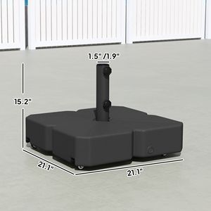 Base per Ombrellone da Esterno Nera con Ruote per Pali da 1.5"/1.9" - Raggio 2.5m/3m - Supporto per Ombrellone da Esterno - Product Image 3