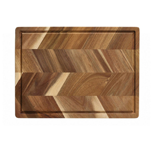 Planche à découper vintage en bois d'acacia massif, planche de cuisine en bois, finition naturelle, design à rayures, au meilleur prix - Product Image 4