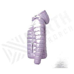 Hooded Quilted Waterproof <b>Bubble</b> Jacket Black Full Sleeve Winter Windproof Cotton Shell Knitted Fabric Polyester Filling Stand - Product Image 3