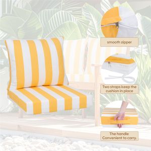 24x24 Inch <b>Outdoor</b> Deep Seat <b>Cushion</b> Set <b>Waterproof</b> & Fade-Resistant Patio Furniture <b>Cushions</b> Removable <b>Covers</b> Adjustable Sides - Product Image 2