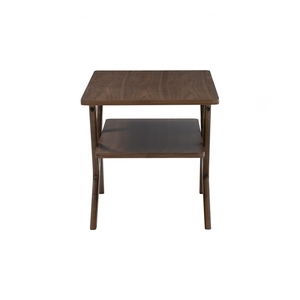 Mesa de Centro Rectangular Decorativa de Estilo Moderno de Mediados de Siglo con Chapa de Nogal Natural y Estante Inferior para Exhibición, para Uso en el Hogar y la Oficina - Product Image 3