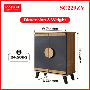 Malaysia Modern 2-Door 4-Tier Knock-Down/DIY Shoe <b>Cabinet</b> SC229ZV Oak Dark <b>Grey</b> for Living Room Entry Apartment Use (12-13 Pair) - Product Image 6