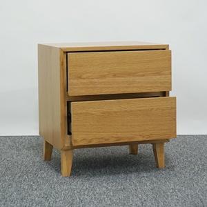 Mesa de Noche de Madera de Caucho con 2 Cajones, Mesa Auxiliar Minimalista de Madera, Fábrica OEM/ODM Vietnam - Product Image 2