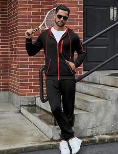 Conjunto deportivo de dos piezas para hombre, chaqueta con capucha y cremallera completa, y pantalones tipo jogger, estilo casual. - Product Image 5