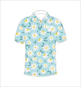 เสื้อโปโลพิมพ์ลายดอกเดซี่สีฟ้าอ่อนสำหรับผู้ชายแขนสั้นลำลองแฟชั่นฤดูร้อนเสื้อกอล์ฟระบายอากาศได้ - Product Image 1