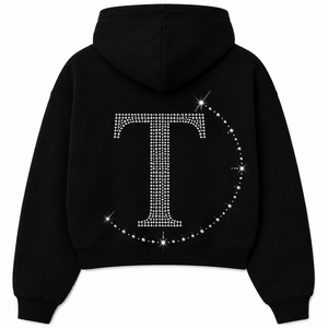 Sweat à capuche en coton 270 g/m², coupe oversize, style cropped et boxy, haute qualité, personnalisable avec fermeture éclair et strass, hiver, unisexe - Product Image 6