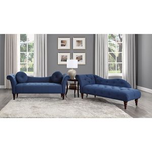 1 pezzo moderno blu tradizionale tappezzeria Chaise Lounge con bottone trapuntato dettaglio rifinitura Espresso gambe Comfort soggiorno mobili - Product Image 3