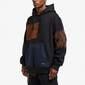 Sweat à capuche premium pour homme, style universitaire, avec grandes appliques en tissu chenille et design en molleton de coton surdimensionné - Product Image 3