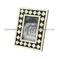 Cadre photo géométrique indien en os incrusté, 5x7, fait main, tendance, durable, décoration d'intérieur, MDF et résine, cadeau d'affaires, un best-seller intemporel