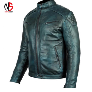 Veste de moto d'hiver pour homme en cuir véritable marron de haute qualité, imperméable, coupe-vent, col mandarin, logo frontal, respirante - Product Image 6