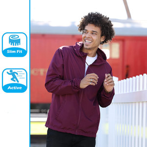 <b>Men</b> Winter Hooded <b>Canvas</b> Windbreaker <b>Jacket</b> Lightweight Windproof Eco-Friendly Breathable with Front Logo - Product Image 3