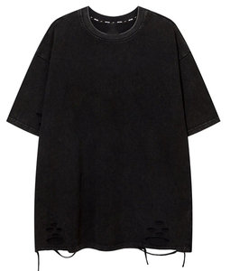 เสื้อยืดคอตตอนยูนิเซ็กส์ทรงโอเวอร์ไซส์ รุ่นยอดนิยม ลายขาดสไตล์วินเทจ สำหรับผู้ชาย - Product Image 3