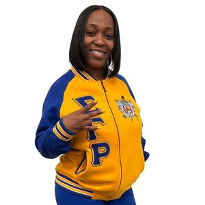 Sigma Gamma Rho Fleece Varsity <b>Jacket</b> Chenille Embroidery Greek Sorority Apparel Women Premium <b>Zip</b> <b>Up</b> - Product Image 6