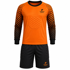 Ensembles d'uniformes de gardien de but de football professionnels rembourrés en gros – Maillot de gardien à manches longues et short – Tenue de sport de protection pour le football - Product Image 1