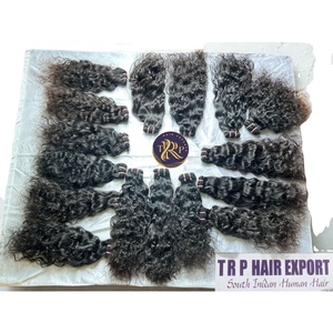 Trame de génie de haute qualité 100% naturel Remy sud de l'Inde Temple extension de cheveux humains bruts trame unique cheveux vierges bouclés style ondulé - Product Image 6