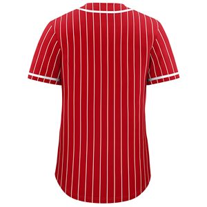 <b>Red</b> <b>Striped</b> Baseball Jersey Men's Short Sleeve Button Down Breathable Polyester Sport Shirt Regular Fit All Seasons Apparel - Product Image 3