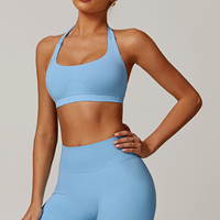 Ensemble de vêtements de sport pour la gym : Soutien-gorge de sport et short moulant en nylon et élasthanne à séchage rapide, idéal pour le yoga et le fitness décontracté