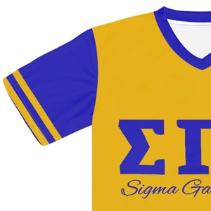Maillot de baseball Sigma Gamma Rho Sorority à boutons, bleu et jaune, pour femme, avec lettres grecques, chemise de sport, maillot d'équipe athlétique personnalisé - Product Image 4