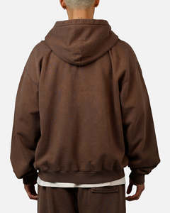 Ensemble de sweat-shirts à capuche oversize pour homme, en coton molletonné marron, à fermeture éclair, respirant, coupe décontractée, streetwear - Product Image 2