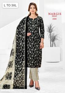 Ensemble Kurti en coton de bonne qualité avec imprimé, pantalon et dupatta assortis, pour occasions spéciales, fournisseur de vêtements ethniques de Surat. - Product Image 2