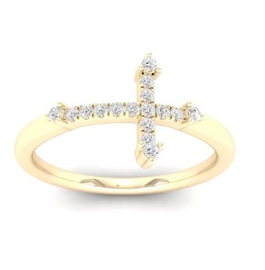 925 <b>Silver</b> Rhodium Plated <b>Cross</b> Moissanite Engagement <b>Ring</b> Brilliant Cut Claw Setting Religious Christian Unisex IGI Certified - Product Image 1