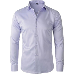 Chemises habillées décontractées pour hommes coupe ajustée 2026, en tissu satiné infroissable, idéales pour mariages et soirées, service OEM - Product Image 4