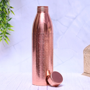 Bouteille d'eau en cuivre pur, motif décoratif artisanal, anti-fuite, réutilisable, gourde métallique pour usage quotidien - Product Image 5