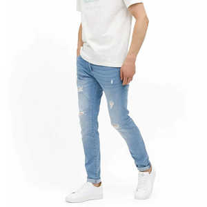 Pantalon en jean pour homme, style streetwear, taille mi-haute, ceinture élastique robuste, séchage rapide, écologique, respirant, confortable, à porter toute la journée, décontracté - Product Image 3