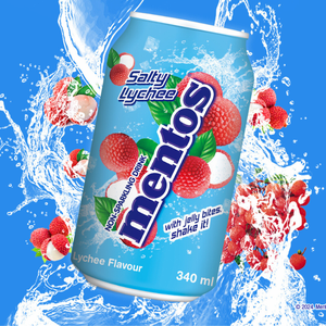 Boisson gazeuse Mentos Sparkling au goût de litchi salé 340ml, 24 par carton, vente en gros, boisson gazeuse rafraîchissante, nouveauté - Product Image 6