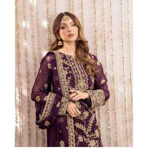 Conjunto de Fiesta de Diseñador, Top de Georgette Pesado con Estampado de Zorros, Pantalones Palazzo y Dupatta en Talla XL, Estilo Elegante - Product Image 5