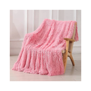 Manta de Piel Sintética Rosa para Sofá o Silla, Suave, Cálida y Acogedora, Decoración para el Hogar, Borde con Flecos, Tamaño y Color Personalizables, OEM ODM Premium - Product Image 1