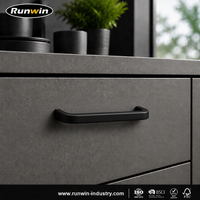 Poignée Courbe en Aluminium Noir Mat 64mm pour Tiroir de Cuisine Moderne, Commode de Chambre, Salle de Bain, Entrée – Durable
