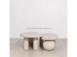 Modern Nesting Coffee Table Set of 2 Solid Wood Double Coffee Table Designer Double Coffee Table Set Wooden Nesting Center Table - Product Image 5