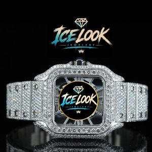 นาฬิกาข้อมือผู้ชาย ICELook รุ่นหรูหรา ตัวเรือนสแตนเลสสตีลทรงเหลี่ยม ขนาด 40 มม. กระจกแซฟไฟร์ หน้าปัดอนาล็อก ประดับเพชรเต็มสาย - Product Image 1