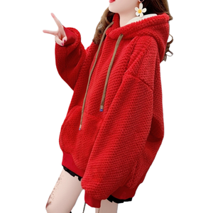 Sudadera con capucha de punto extragrande para mujer, color liso, hombros caídos, manga larga, cálida para invierno, con bolsillos, antipilling - Product Image 5