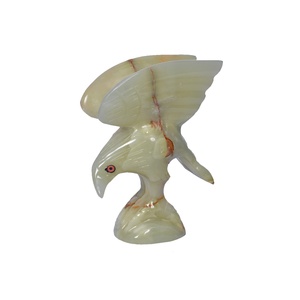 Sculpture d'aigle sculptée à la main en onyx vert clair |   Décoration en marbre de pierre de qualité supérieure - Product Image 2