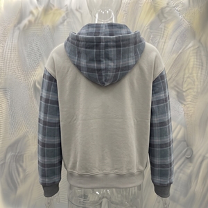 Sweat-shirt à capuche zippé Snowgrace, manches à carreaux, polaire, unisexe, veste d'hiver décontractée, logo brodé sur le devant, coupe classique - Product Image 2