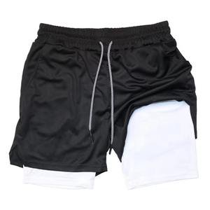 Men's Solid Black Breathable Front Logo Quick Dry Drawstring Shorts Mid Waist Casual Spandex Workout - Product Image 4