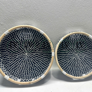 ชุดถาดเก็บของทรงกลมจากหญ้าทะเล 2 ใบ พร้อมถาดวางกาแฟสไตล์โบโฮหวาย สำหรับใส่ขนมและเครื่องดื่ม ราคาขายส่งจากเวียดนาม - Product Image 4