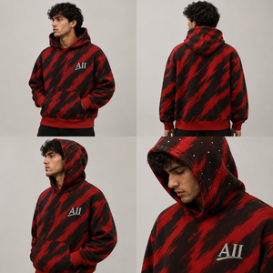 Sweat-shirts à capuche pour hommes de qualité supérieure, imprimés abstraits, surdimensionnés, en molleton épais, personnalisables avec strass, fournisseur de vêtements OEM à marque privée - Product Image 1