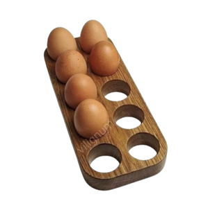 Porte-œufs en bois 6 emplacements, couleur marron naturel, écologique, rangement de cuisine, compatible lave-vaisselle et congélateur, manuel - Product Image 5